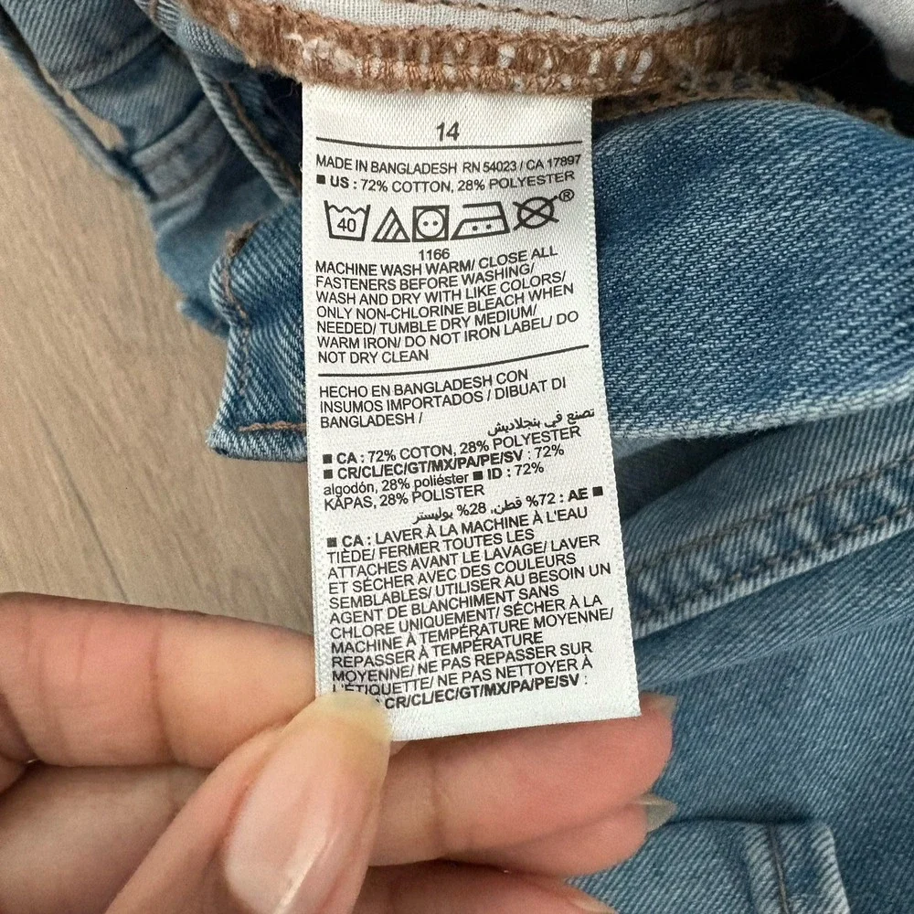 Old Navy Girls Jeans Size 14 Light Blue High Rise Slouchy Straight Leg Denim